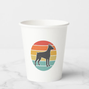 Vintage-Hund-Sonnenuntergangs-Silhouette-Vektordes Pappbecher