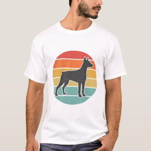 Vintage-Hund-Sonnenuntergangs-Silhouette-Vektordes T-Shirt