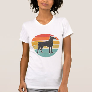 Vintage-Hund-Sonnenuntergangs-Silhouette-Vektordes T-Shirt