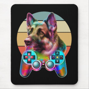 Vintage Hund- und Gamer-Konsole Mousepad