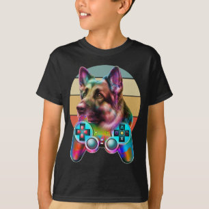 vintage Hund und Gamer-Konsole T-Shirt