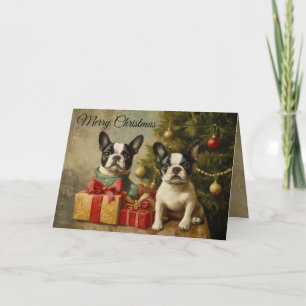 Vintage Hunde Boston Terrier Frohe Weihnachten