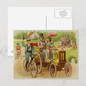 Vintage Hunde, die Fahrräder und Auto-Postkarte Postkarte (Vorne/Hinten)