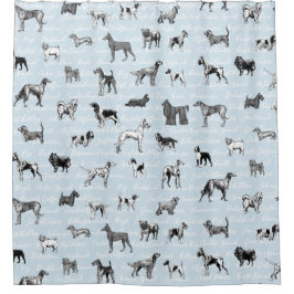 Vintage Hunde Duschvorhang