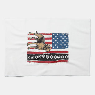 Vintage-Hunde-Flagge Pfotenabdruck Patriotisches-S Geschirrtuch