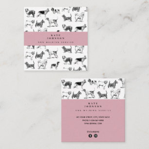 Vintage Hunde Hunde Walker wachsen Quadratische Visitenkarte