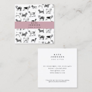 Vintage Hunde Hunde Walking Walker Groomer Haustie Quadratische Visitenkarte