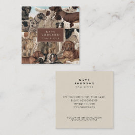 Vintage Hunde Hundeausbilder Tierpflege Quadratische Visitenkarte