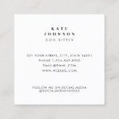 Vintage Hunde Hundetrainerin Quadratische Visitenkarte (Rückseite)