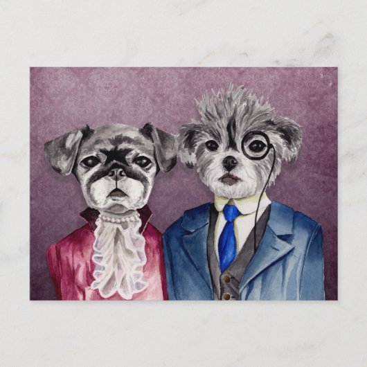 Vintage Hunde Kunst Postkarte (Vorderseite)