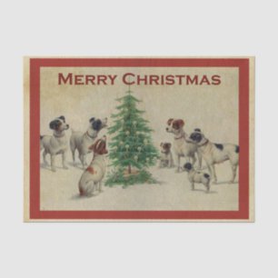 Vintage Hunde Liebe der Weihnachtsbaume Seidenpapier