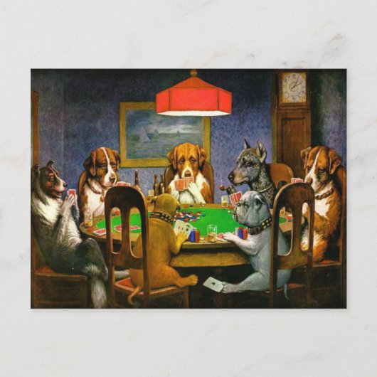 Vintage Hunde spielen Poker Postkarte (Vorderseite)