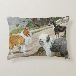Vintage Hunde-Trio Zierkissen