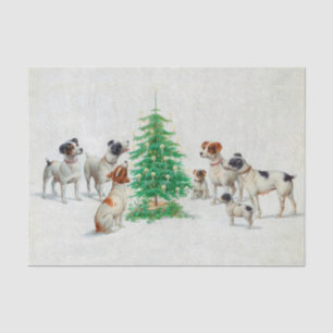 Vintage Hunde um den Weihnachtsbaum Seidenpapier