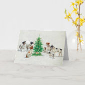 Vintage Hunde Weihnachtsbaum Personalisiert Gruß Karte (Gelbe Blume)