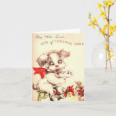 Vintage Hunde Weihnachtskauerkarte Karte (Gelbe Blume)