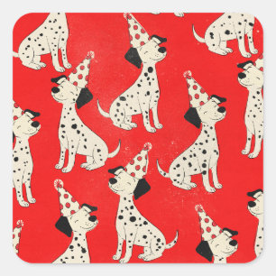 Vintage-Hundegeburtstag Quadratischer Aufkleber