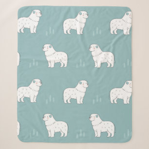 Vintage Hundeillustrierung in Great Pyrenäen naht Sherpadecke