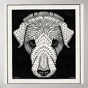 Vintage Hundekopf von Julie de Graag - Fine Art Poster