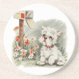 Vintage-Hundekunst-Unterlage Sandstein Untersetzer