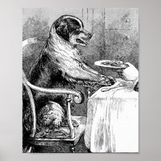 Vintage Hundelabbildung zum Abendessen Poster