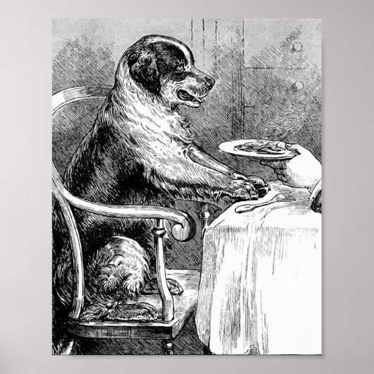 Vintage Hundelabbildung zum Abendessen Poster (Vorne)
