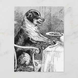 Vintage Hundelabbildung zum Abendessen Postkarte