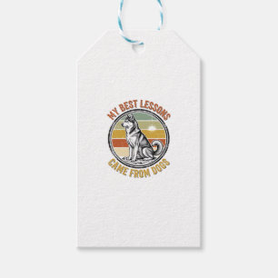 Vintage-Hundeliebhaber-Shirt mit weiser Husky-Präg Geschenkanhänger