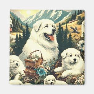 Vintage Hundelikation in den Pyrenäen Magnet