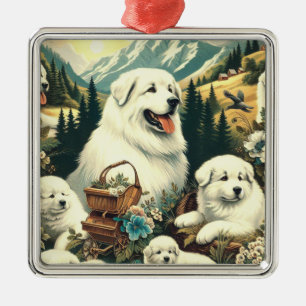 Vintage Hundelikation in den Pyrenäen Ornament Aus Metall