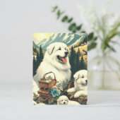 Vintage Hundelikation in den Pyrenäen Postkarte (Stehend Vorderseite)