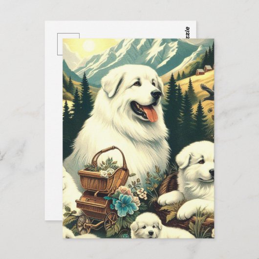 Vintage Hundelikation in den Pyrenäen Postkarte (Vorne/Hinten)