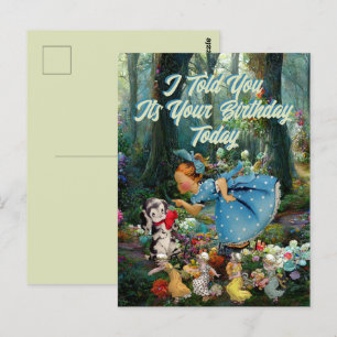 Vintage-Hundemädchen zum Geburtstag Retro   Postka Postkarte