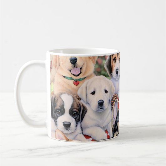 Vintage-Hundemotiv-Stoff-Tasse Kaffeetasse (Links)
