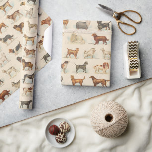 Vintage-Hunderassenzeichnungen mit Mustern Geschenkpapier