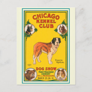 Vintage-Hundeschau-Plakat des Chicago Kennel Club Postkarte