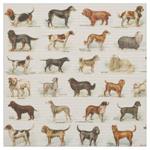 Vintage Hundezeichnungen Gemustert Stoff