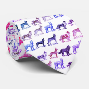 Vintage Hundezeichnungs-lila blaues Rosa Krawatte