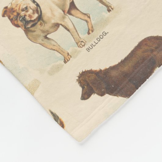 Vintage Hundezucht Zeichnungen Gemustert Fleecedecke (Ecke)