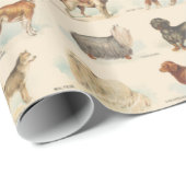 Vintage Hundezucht Zeichnungen Gemustert Geschenkpapier (Rolleneckpunkt)