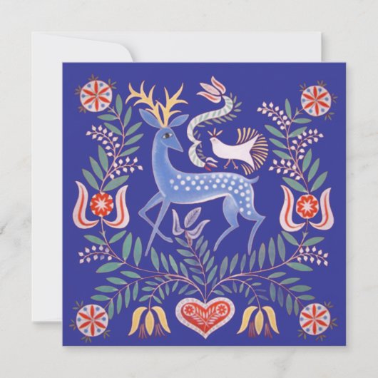 vintage Hungarian Folk Art Deer and Flowers (Vorderseite)