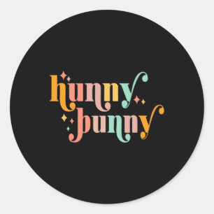 Vintage Hunny Bunny Bunte Ostern 2024 Kleidung Runder Aufkleber