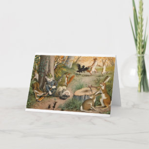 Vintage Hunter Cat In The Woods Note Card Karte