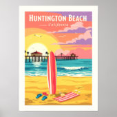 Vintage Huntington Beach California Poster (Vorne)