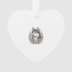 Vintage-Husky-Blumenportrait-Shirt-Design_1 Ornament