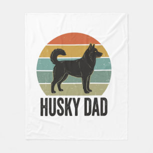 Vintage Husky Dad Retro Hund Vektor Design_1 Fleecedecke