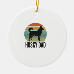 Vintage Husky Dad Retro Hund Vektor Design_1 Keramik Ornament