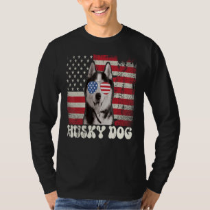 Vintage Husky-Hundesonnenbrille USA-Flagge Patriot T-Shirt