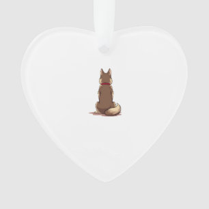 Vintage-Husky-Illustration Rückenansicht braun wei Ornament