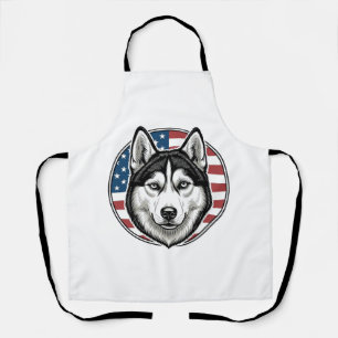 Vintage Husky Patriotischer Hund Vector-Shirt-Desi Schürze